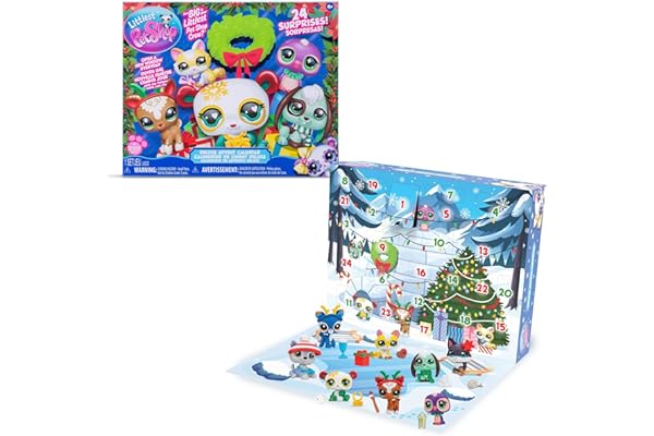 Littlest Pet Shop - Deluxe Holiday Calendar - Series 4 Advent Calendar -Gen 7 Authentic LPS Bobble Head Toy Figure, Collectib