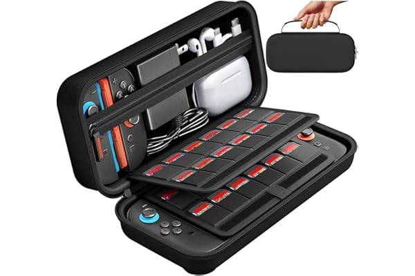daydayup Switch Carrying Case Compatible with Nintendo Switch 2, with 24 Games Cartridges Protective Hard Shell Travel Carryi