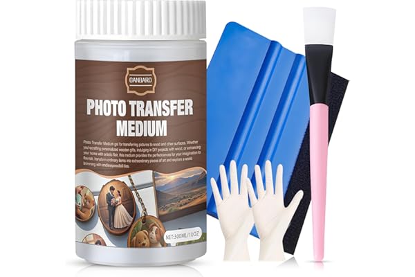Ganbaro 300g Photo Transfer Liquid, Gel Medium for Photo Transfer Gloss Gel Medium Liquido Foto Transfer with Brush, Scraper,
