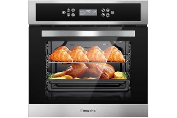 AMZCHEF Single Wall Oven 24" Built-in Electric Ovens with 11 Functions, 8 Automatic Recipes, 2800W, 240V, 2.5Cu.f Convection