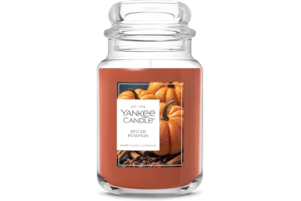 Yankee Candle Spiced Pumpkin, Fall Scented Candle, 22oz Large Jar with up to 150 Hour Burn Time