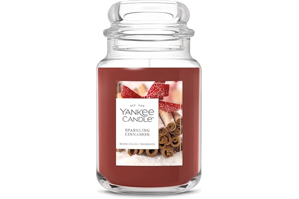 Yankee Candle Sparkling Cinnamon, Christmas Scented Candle, 22oz Large Jar with up to 150 Hour Burn Time, Giftable