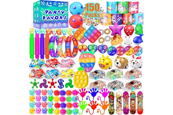 Party Favors for Kids 8-12 4-8, 150-Pack Fidget Toys Bulk, Treasure Box Toys for Classroom, Stocking Stuffers Goodie Bags, Cl