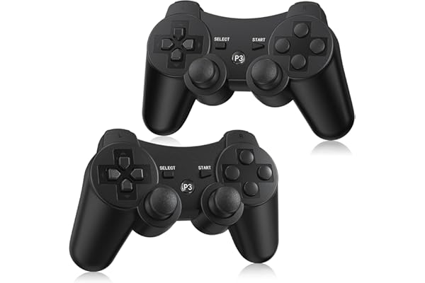 Yinjie 2 Pack Wireless Controller for PS3, Compatible with Playstation 3, with 2 Charging Cables - Black