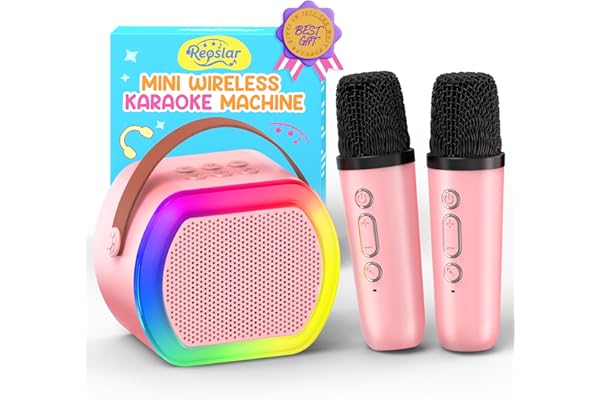 Mini Karaoke Machine with 2 Wireless Microphones,2025 TOP Kids Portable Karaoke Machine for 3, 4, 5, 6, 7, 8, 9,10,11,12+Year