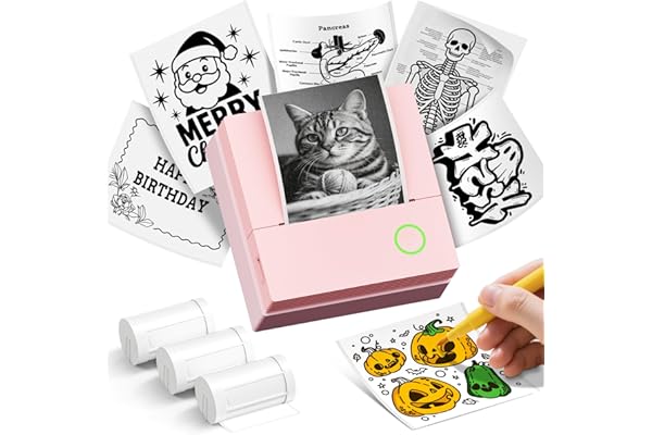 ETIKEZ Sticker Printer, PM290C Portable Mini Printer, Inkless Bluetooth Sticker Maker with 3 Rolls Paper, Impresora Portátil