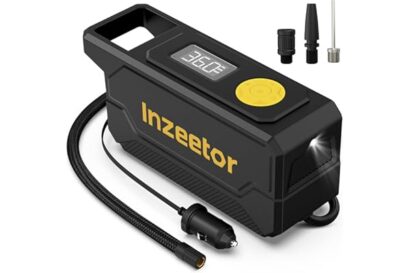 Inzeetor 150 PSI Tire Inflator Portable Air Compressor, 12V DC Auto Shutoff Air Pump with Digital Pressure Gauge and Emergenc