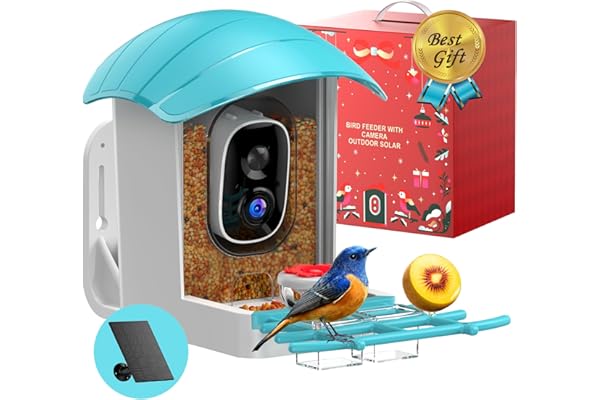 Bird Feeder with Camera Solar Powered: Smart Bird Feeders for Outdoors Garden with AI Identify Auto Capture 2K HD Bird House