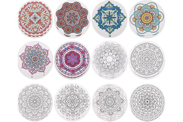 Zhanmai 24 Pack Velvet Coloring Posters Mandala Fuzzy Felt Coloring Pages Mandala Works for Kids Color Your Own Poster Bulk f