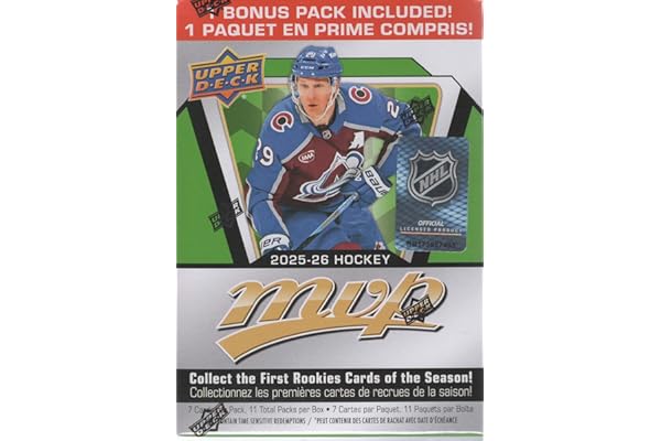 2025 2026 Upper Deck M V P Hockey Series Unopened Blaster Box of 11 Packs with Chance for Rookies Plus #1 Draft Picks Cards a