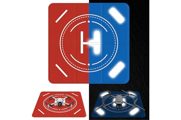FPVtosky Nighttime Reflective Drone Landing Pad, Fast-fold Double Sided Waterproof Landig Pad Weighted for DJI Mini 5 Pro/ 4/